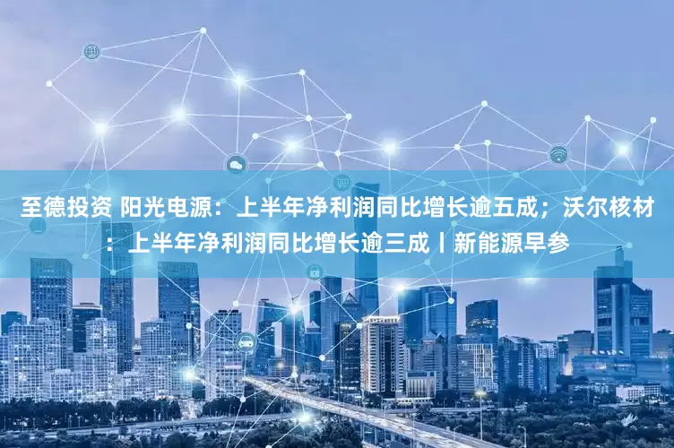 至德投资 阳光电源：上半年净利润同比增长逾五成；沃尔核材：上半年净利润同比增长逾三成丨新能源早参